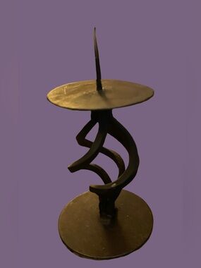 Wrought Iron Handcrafted 5” Candle Holder W/Twisted Column